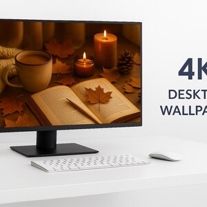 Cozy Autumn Desktop Wallpaper 4K: Hygge Fall Scene (digital Download