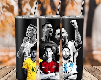Projekt opakowania na kubek Soccer Stars: Ronaldo, Messi, Neymar (pobierz PNG)