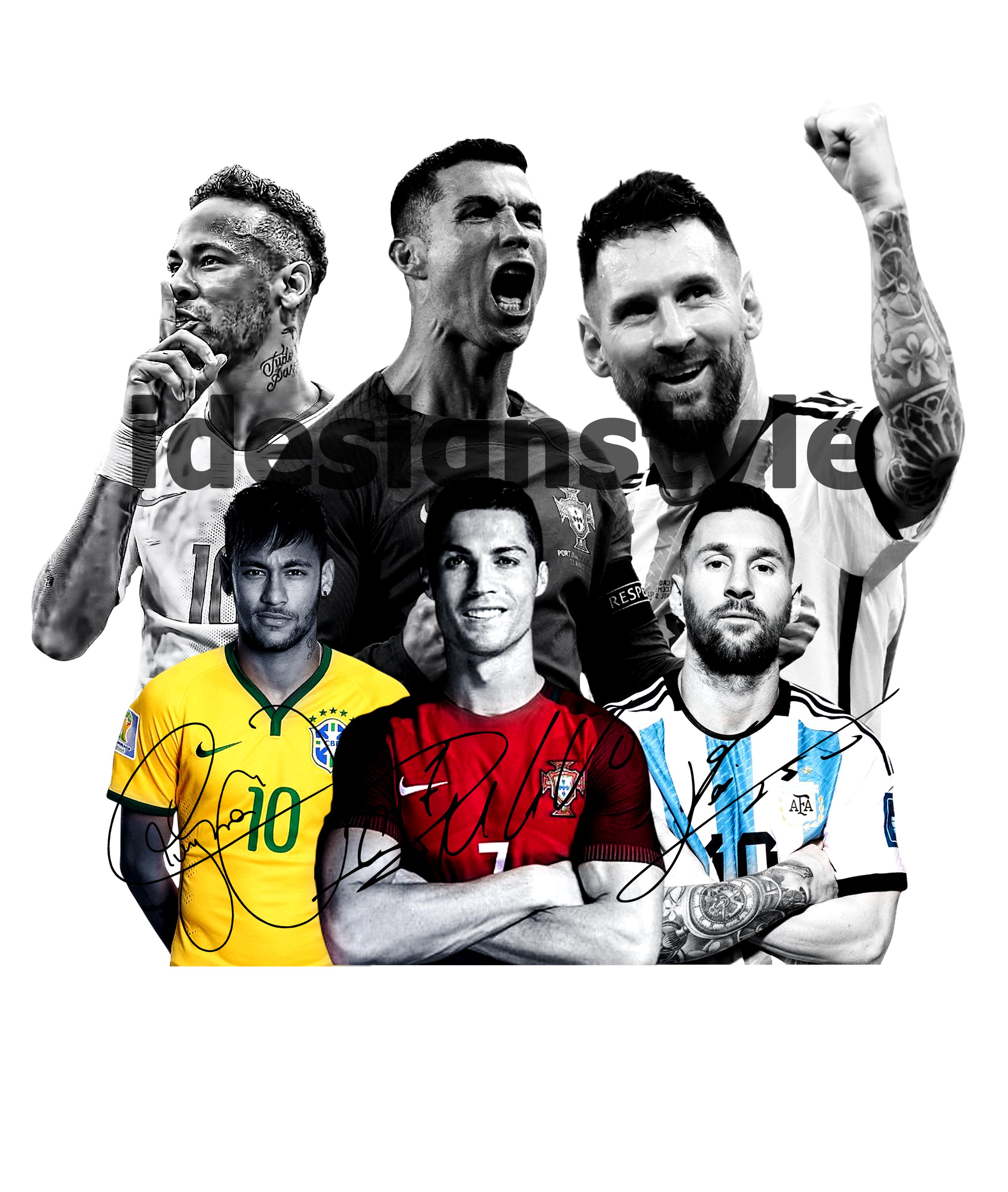 ロナウド、メッシ、ネイマールのサッカーグラフィック：フットボール