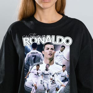 Retro Cristiano Ronaldo Soccer T-Shirt Design: 90s PNG Graphic (Digital Download