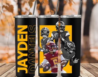 Jayden Daniels Football Tumbler Wrap Design: 20oz Skinny Sublimation (PNG Digital Download