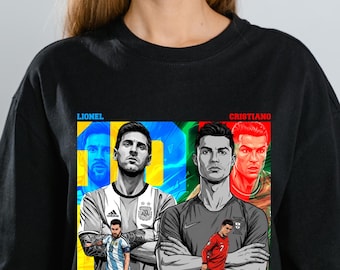 The King Soccer Messi Ronaldo Comic Tshirt Design, World Cup 2026 Soccer T-Shirt, World Cup Gift for Men, FIFA World Cup 2026 Shirt Design.