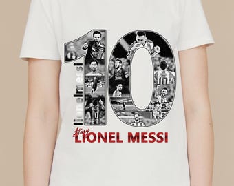 Diseño de camiseta de Lionel Messi: Camiseta gráfica de fútbol (descarga digital PNG)