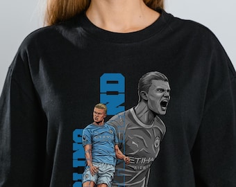 Haaland Comic Graphic Tee Design Png, Soccer Football Design Shirt, Soccer Player Art Print (Digital Download)