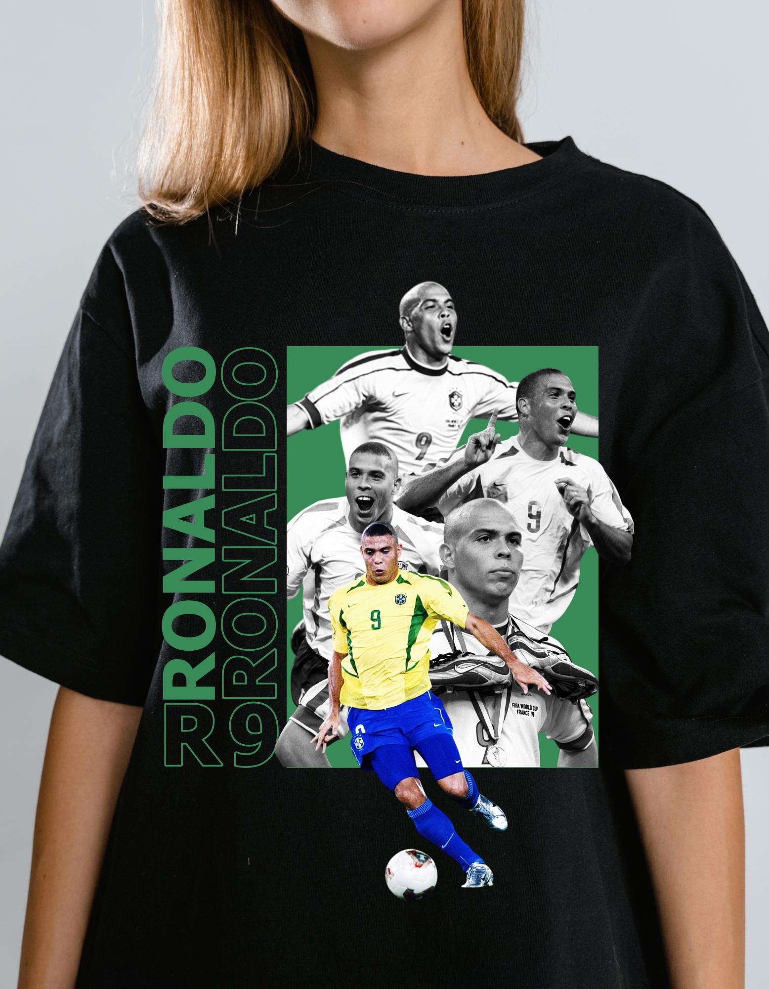 ロナウド R9 サッカーグラフィック：90年代の海賊版Tシャツデザイン