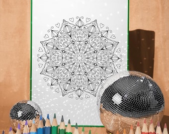 Poster Gift Art Lover Mindfulness Coloring Zen Home Design Mandala Yoga Relax Activity Present Idea Unique Display Piece Spiritual Energy