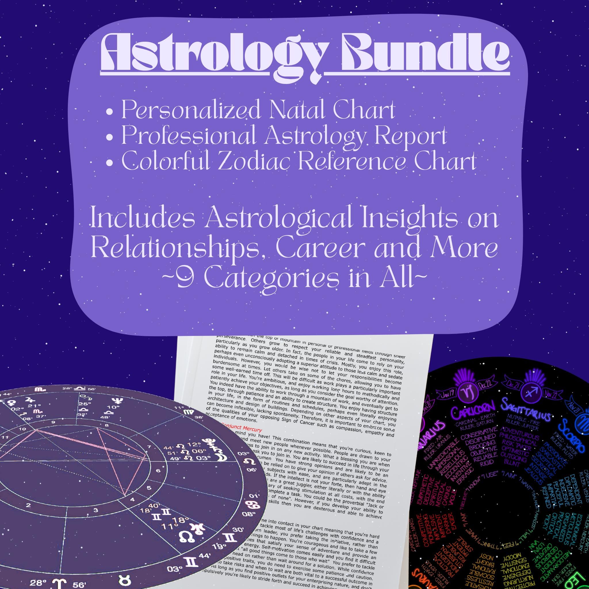 Astrology Report Custom Natal Chart Personalized Horoscope Gift For Baby Birthday New Mom Self Care Reading Spiritual Birth Chart Keepsake