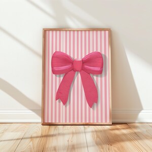 Pink Ribbon Bow Wall Art,Cute Ribbon Bow Pink Nursery Print,Kids wall decor,Kids art print set,Baby nursery printable art,Girl room posters