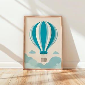 Blue Hot Air Balloon Nursery Prints Art For Baby Boys Room,Nursery prints,Kids room printables,Kids nursery art,Boy room wall prints digital