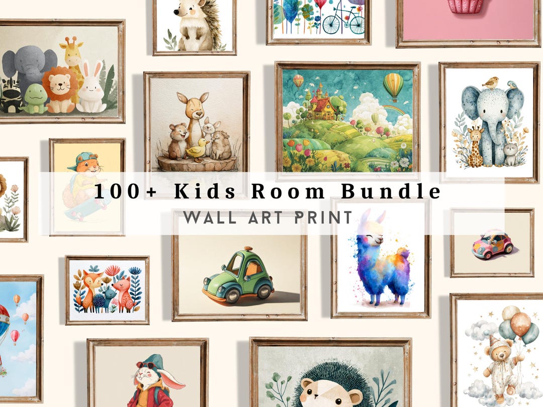 Bundle of 100 Nursery Prints - Kids Room Wall Art Collection - Baby ...