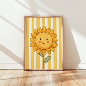 Cute Yellow Sunflower Wall Art,Floral Nursery Print,Nursery posters,Nursery art print girls,Baby nursery artwork,Nursery girl artwork