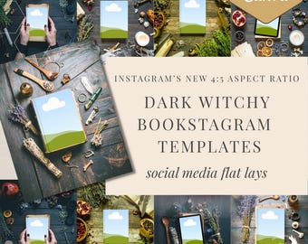 Dark Witchy Bookstagram Flatlay | 20 Templates for Canva | Fantasy Romance | Hardcover and Tablet Mockups for Authors