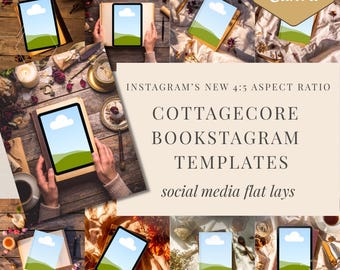 Airy CottageCore Bookstagram Flatlay | 20 Templates for Canva | Historical Romance | Hardcover and Tablet Mockups for Authors