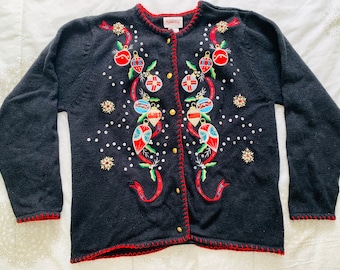 Vintage Holiday Christmas Sweater with Sequins