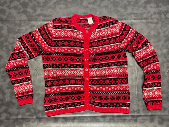 Vintage Holiday Christmas Sweater Argyle - image 1