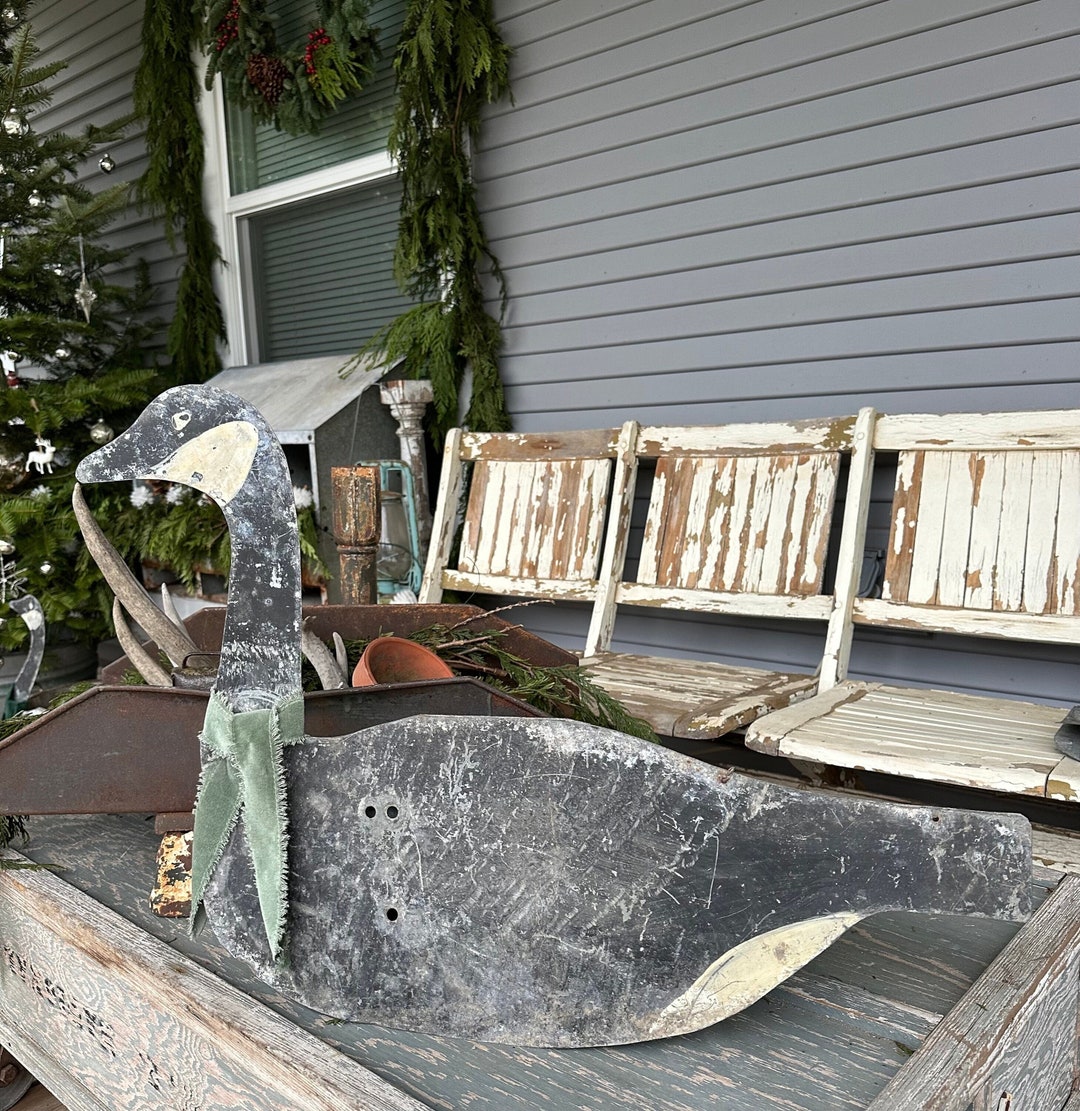 Vintage Metal Duck Decoy / Double Sided / Painted and Worn / Etsy