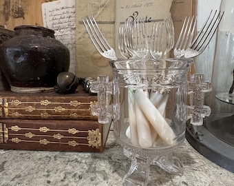 Set of 10 Salad Forks – Mother of Pearl Handles, Worn Metal Finish