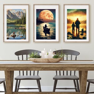 Impresión artística de paisaje "Sueño del Pescador": Atardecer en un lago de montaña (Descarga digital)