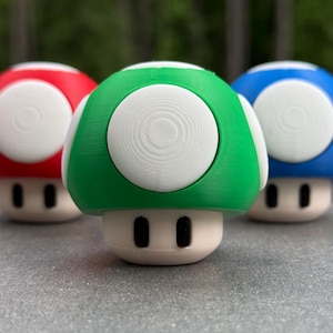 3D Printed Super Mario Mushroom Set: Gamer Desk Decor