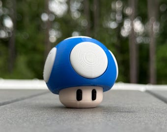 Super Mario Mushroom (Blue) - Desk Art, Gamer Decor, Retro Collectable, Birthday Gift