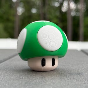 Super Mario Mushroom (Green) - Desk Art, Gamer Decor, Retro Collectable, Birthday Gift