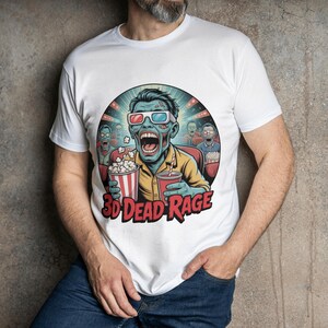 Retro 3D Zombie Movie T-Shirt: Funny Horror Gift for Film Buffs