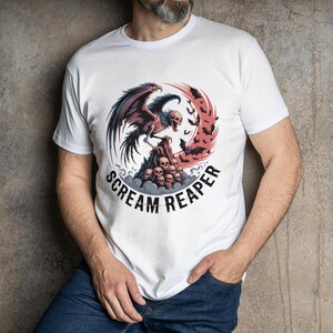 Scream Reaper T-Shirt: Winged Skull, Gothic Horror, Metalhead Gift