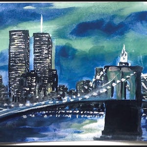 New York City Skyline Watercolor Painting , 8.5”x6” Unframed