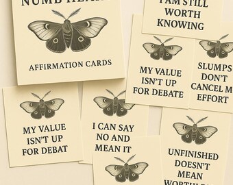 Notas para un Corazón Entumecido: 50 Tarjetas de Afirmaciones Imprimibles para el Agotamiento, el Duelo y la Sanación Emocional / Baraja de Autocuidado para la Salud Mental (PDF)