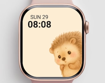 Conjunto de esferas de reloj con animales adorables: fondo de pantalla digital kawaii para Apple Watch / Animales bebés minimalistas / Descarga instantánea