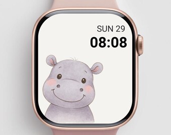 Conjunto de esferas de reloj con animales adorables: fondo de pantalla digital kawaii para Apple Watch / Animales bebés minimalistas / Descarga instantánea