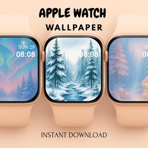 Christmas Apple Watch Wallpaper, Holiday Winter Watch Face Backgrounds, Aesthetic Digital Download