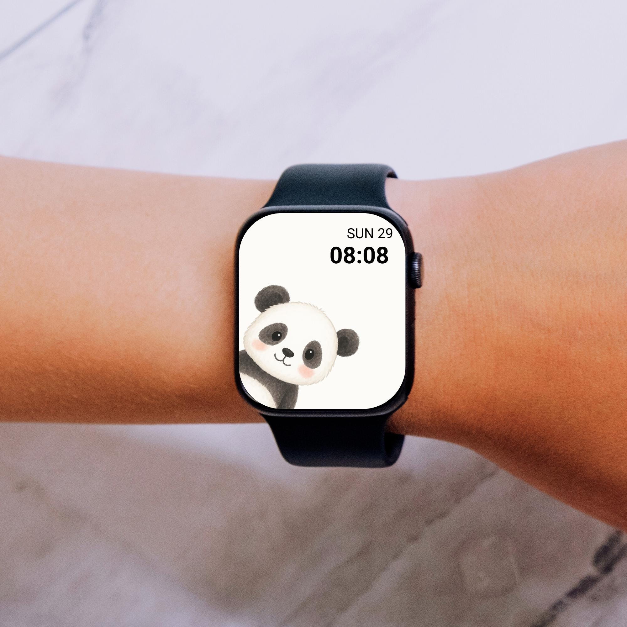 Kawaii Apple Watch Wallpaper, Cute Panda Watch Face | Minimal