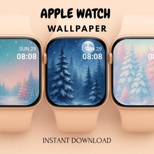 Christmas Apple Watch Wallpaper, Holiday Winter Watch Face Backgrounds, Aesthetic Digital Download
