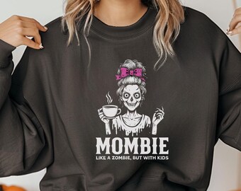 Mamma Halloween-tröja, mamma zombie-tröja, mamma bus eller godis-tröja, Halloween rolig mamma-tröja, mamma-tröja