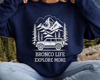 Bluza Ford Bronco dla kobiet, bluza terenowa 4x4, prezenty dla kierowców Bronco, bluzy Ford Bronco, bluza z okrągłym dekoltem Ford Bronco