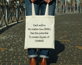 Small Actions Big Change Bag for Teachers , Inspiring Quote for Special Educational Teacher, Behavior Tech Specialist Gift, Autism Awareness