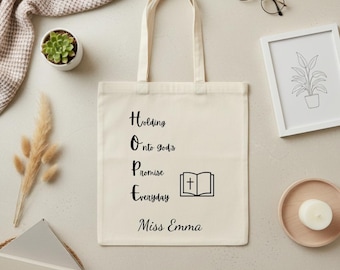 Custom Christian Teacher Tote Bag, Custom Faith Bag, Bible Tote Bag, Religious teacher gifts, Custom Faith Gift, Bible Verse Bag