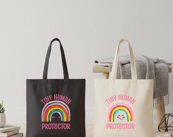 Petit sac fourre-tout protecteur humain, joli sac cadeau arc-en-ciel pour professeur, fourre-tout pour éducatrice, sac BCBA, fourre-tout en toile réutilisable