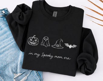 Spooky Mom Sweatshirt, Mom Era Sweater, Spooky Mom Vibes Hoodie, Spooky Season Shirt, New mom Gift, Bat Shirt, Spooky Mom Crewneck