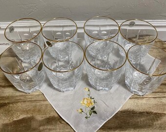Juego de 8 vasos altos de cristal emplomado