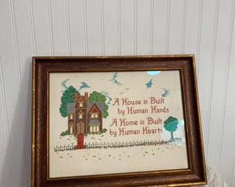 Vintage cross stitch, professionally framed