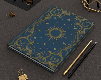 Hardcover Journal Matte Celestial Sun | Spiritual gift, Size 5.75"x8"