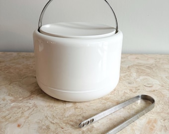 Stelton Ice Bucket, Steel Handle and Tong, By Erik Magnussen, Danish Design