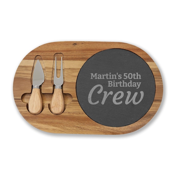 Personalized Engraved Charcuterie Board | Cheese Board with Slate Inset