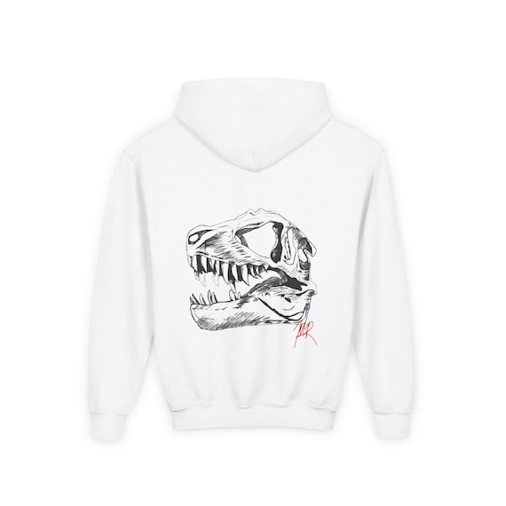 Youth Dinosaur Skull Hoodie, Paleontology Gift