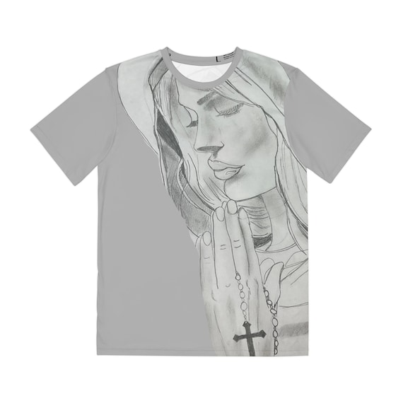 Virgin Mary Prayer Tee, Religious Art Shirt, Unisex Polyester Top