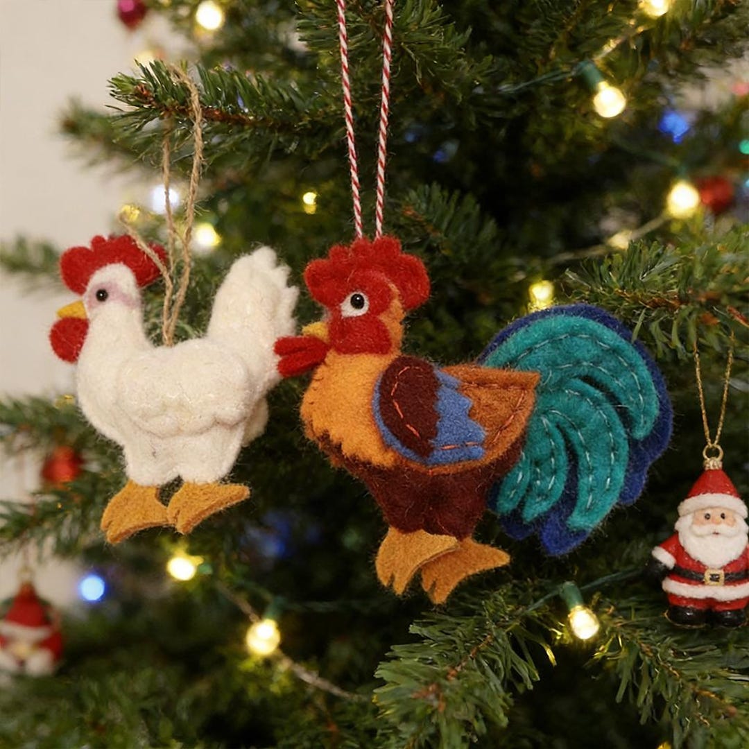 Handmade Wool Felt Rooster Ornament – Farmhouse Christmas Decor - Etsy