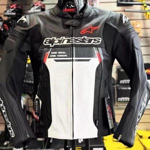 Alpinestars Biker Racing Leather Jacket cowhide Leather MotoGP Racing Style Jacket Road Safety Protection Gift