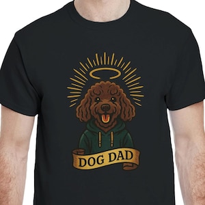 Dog Dad T-Shirt – Funny Poodle Halo Design for Proud Pet Dads – Cute Dog Lover Gift Tee for Men, Fur Baby Fathers & Canine Companions